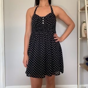 Black and White polka dot halter dress